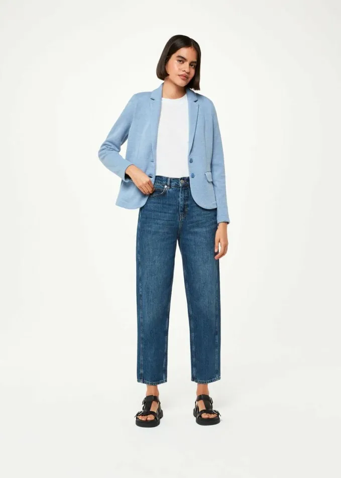 Whistles Slim Jersey Jacket Blue Women Coats and Jackets