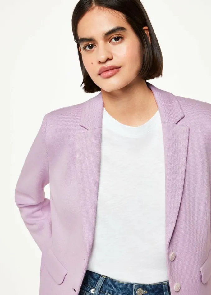 Whistles Slim Jersey Jacket Lilac Women Coats and Jackets