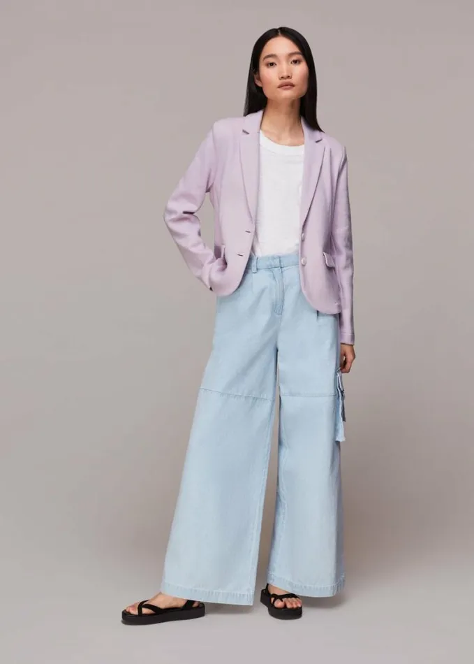 Whistles Slim Jersey Jacket Lilac Women Coats and Jackets