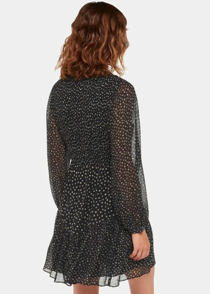 Whistles Speckled Polka Dot Dress Blackmulti Women Dresses