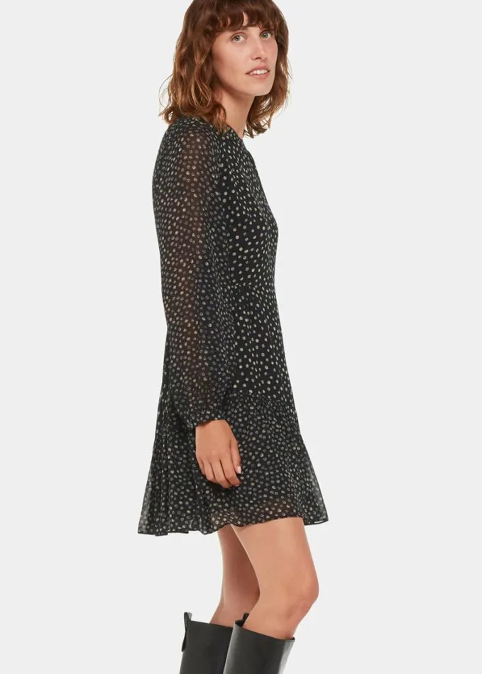 Whistles Speckled Polka Dot Dress Blackmulti Women Dresses