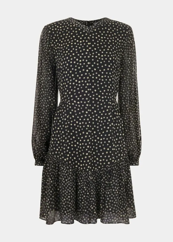 Whistles Speckled Polka Dot Dress Blackmulti Women Dresses
