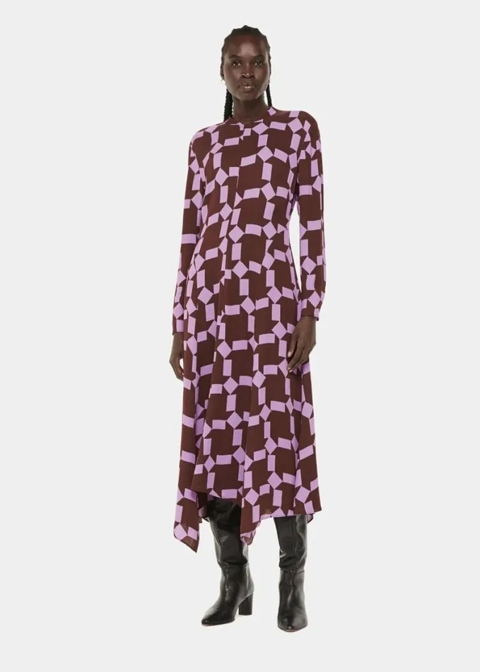 Whistles Spun Check Midi Dress Purplemulti Women Dresses