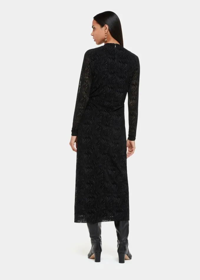 Whistles Squiggle Mesh Dress Black Women Dresses