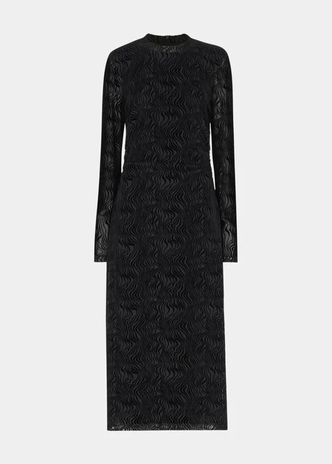 Whistles Squiggle Mesh Dress Black Women Dresses
