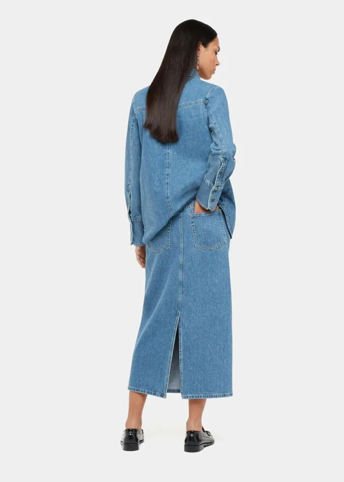 Whistles Straight Denim Midi Skirt Denim Women Coord Sets