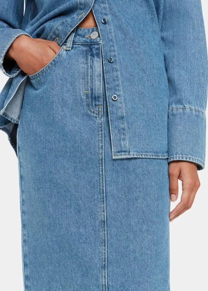 Whistles Straight Denim Midi Skirt Denim Women Coord Sets