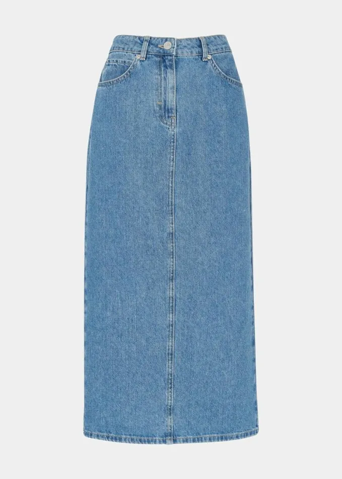 Whistles Straight Denim Midi Skirt Denim Women Coord Sets