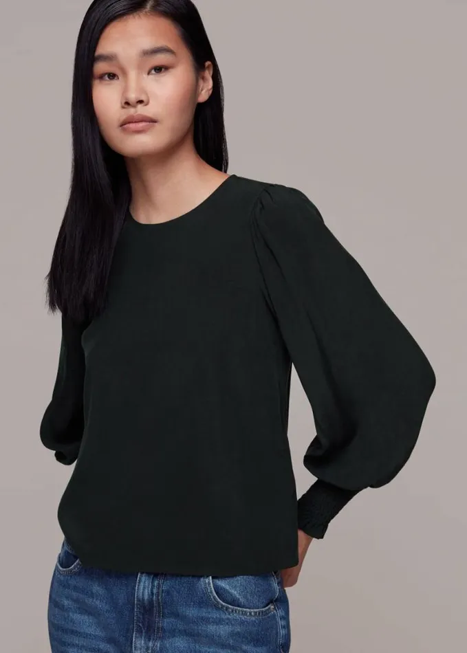 Whistles Tessa Blouse Black Women Tops