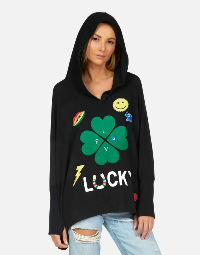 Wilma Lucky Clover Black Women Lauren Moshi Hoodies