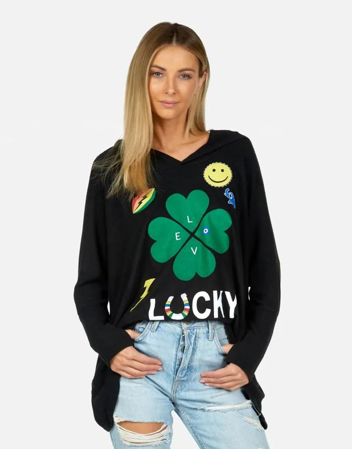 Wilma Lucky Clover Black Women Lauren Moshi Hoodies
