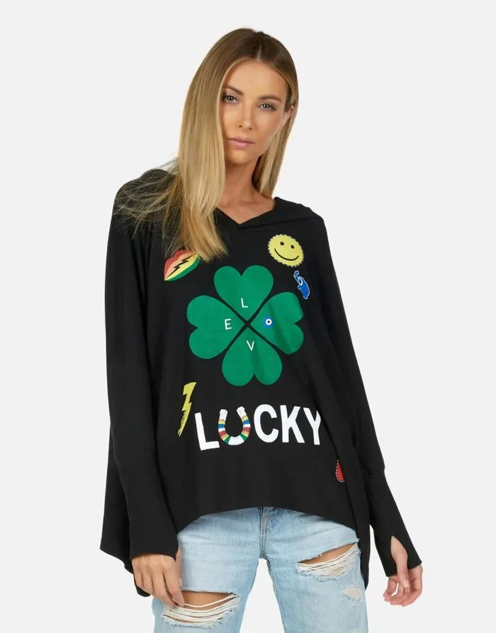 Wilma Lucky Clover Black Women Lauren Moshi Hoodies