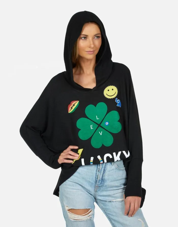 Wilma Lucky Clover Black Women Lauren Moshi Hoodies