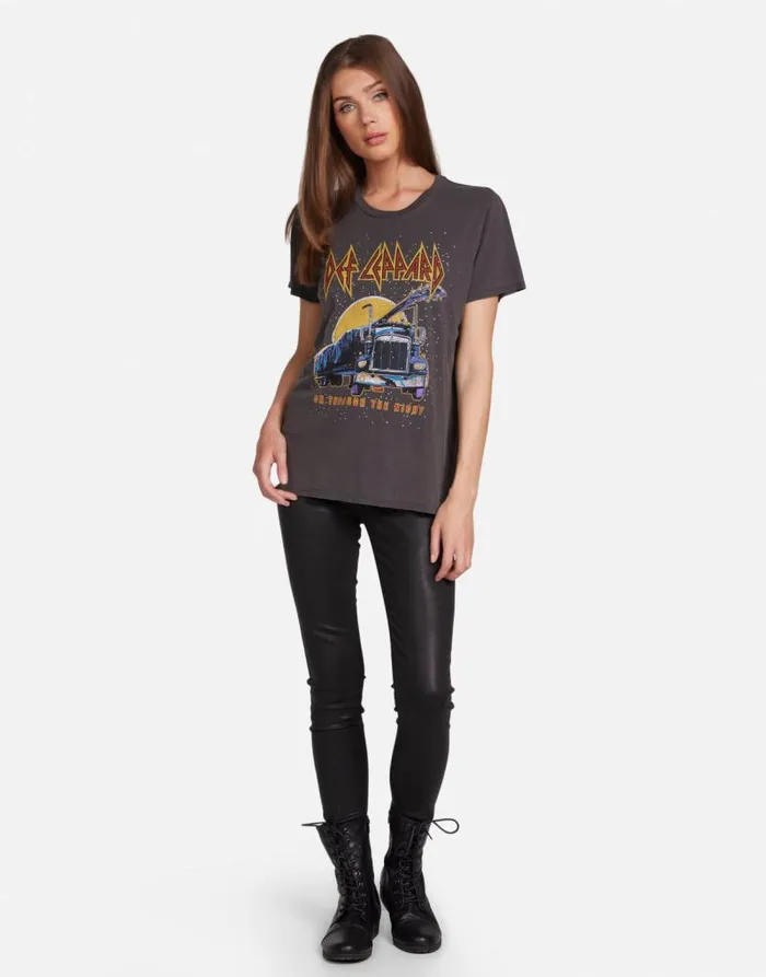 Wolf Def Leppard Truck W Crystals Pigment Black Women Lauren Moshi Short Sleeve