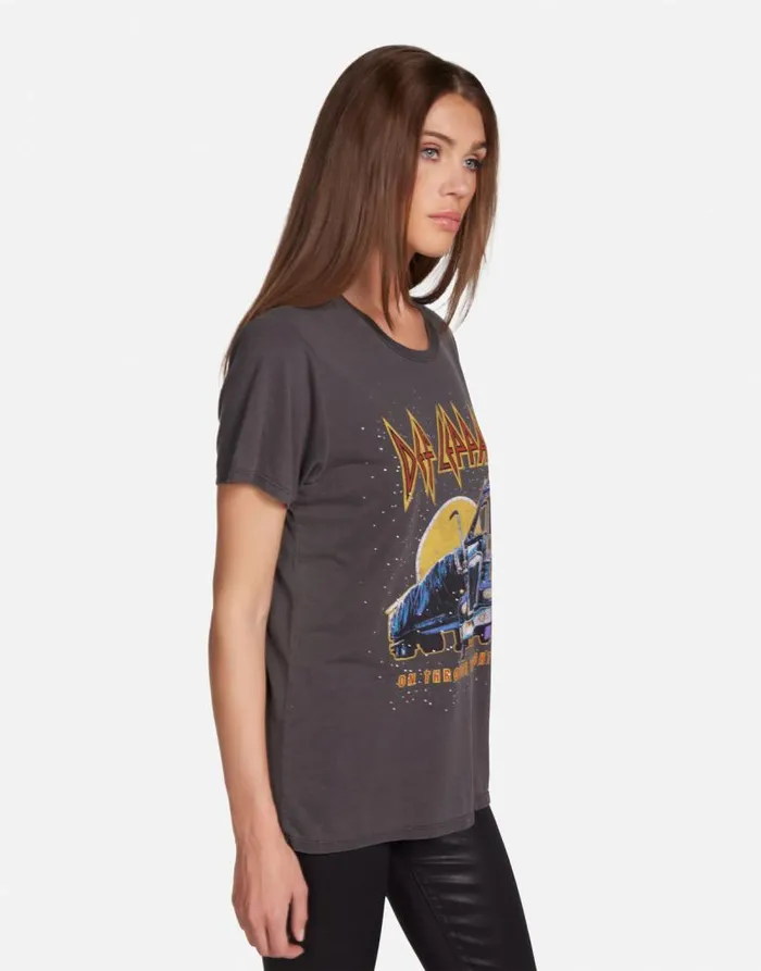 Wolf Def Leppard Truck W Crystals Pigment Black Women Lauren Moshi Short Sleeve