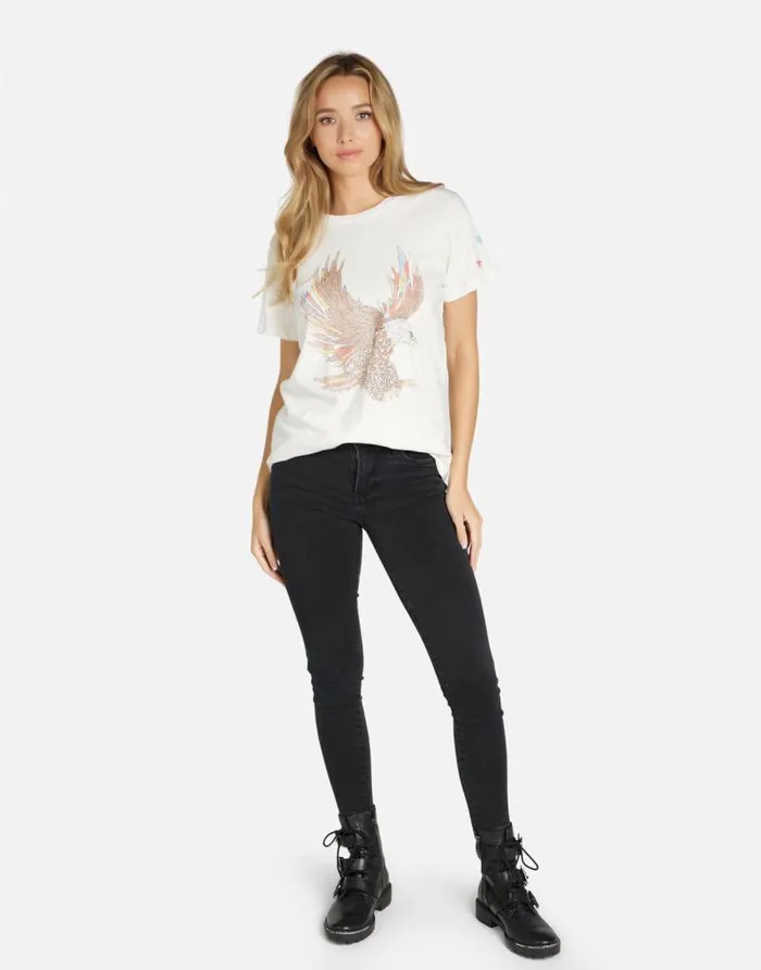Wolf Vintage Eagle Milk Women Lauren Moshi Short Sleeve