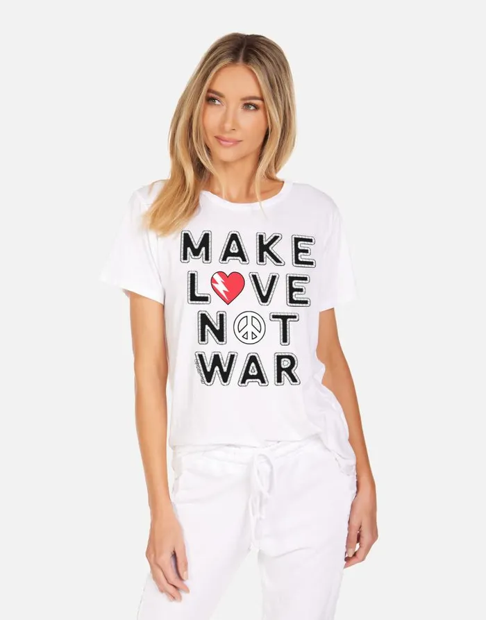 Wolf X Make Love Not War White Women Lauren Moshi Short Sleeve