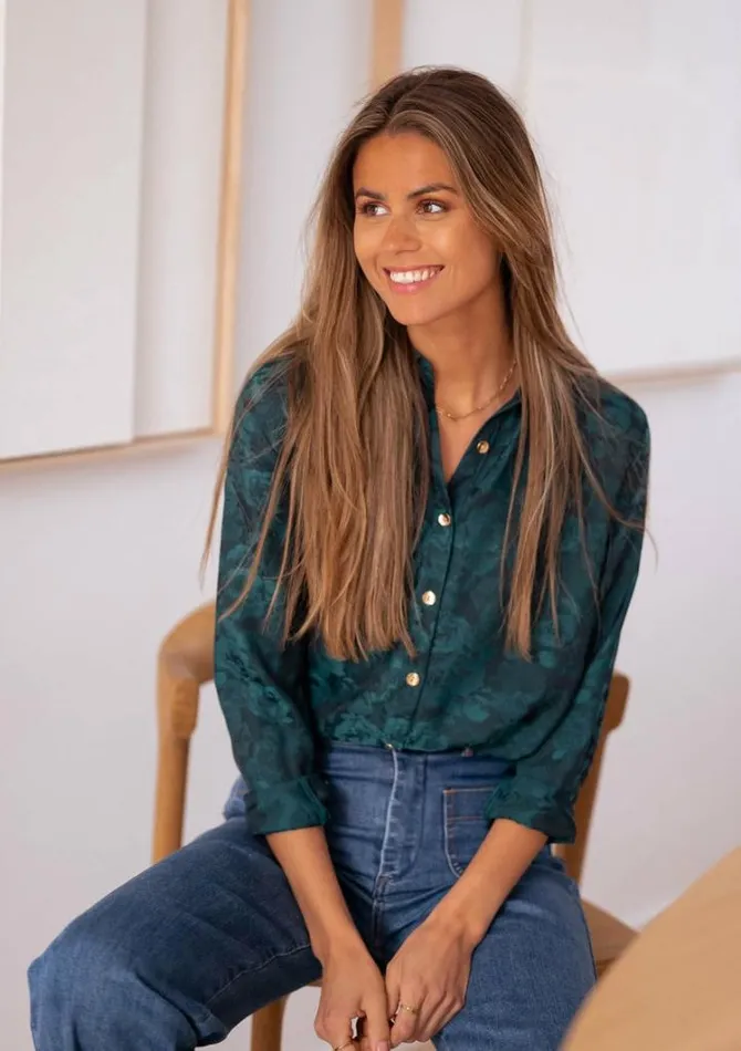 Women039s Clothing Blouses Easy Clothes Green And Blue Paula Shirt