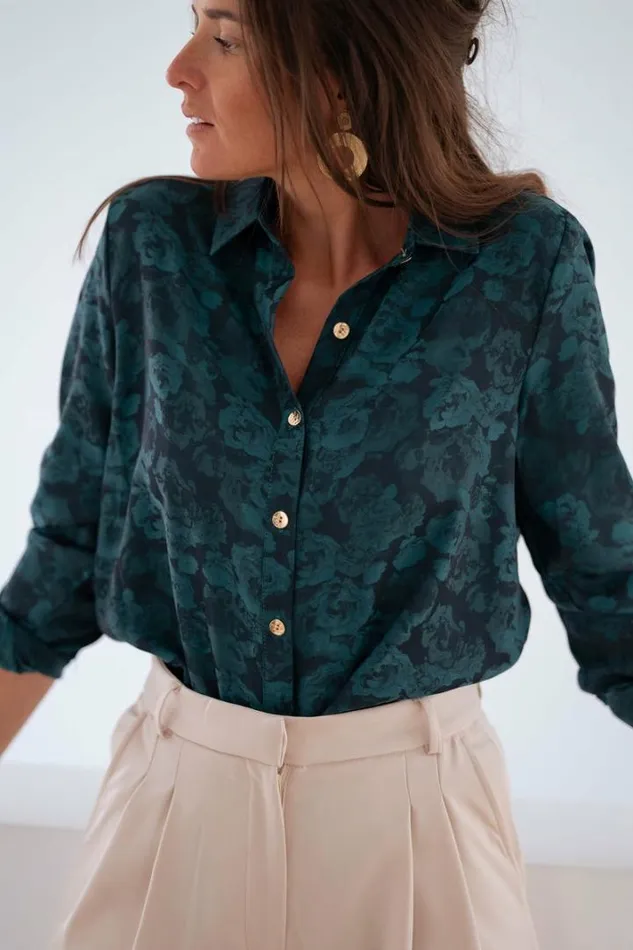 Women039s Clothing Blouses Easy Clothes Green And Blue Paula Shirt