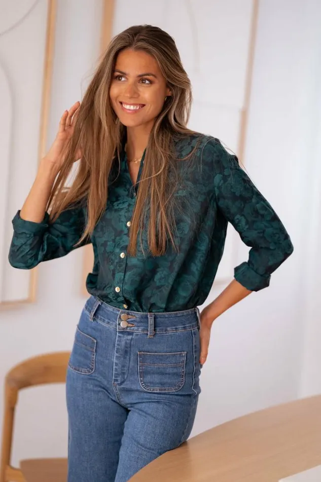 Women039s Clothing Blouses Easy Clothes Green And Blue Paula Shirt