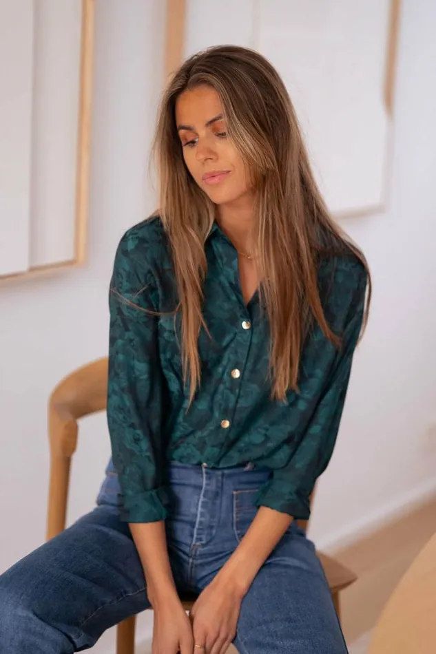 Women039s Clothing Blouses Easy Clothes Green And Blue Paula Shirt