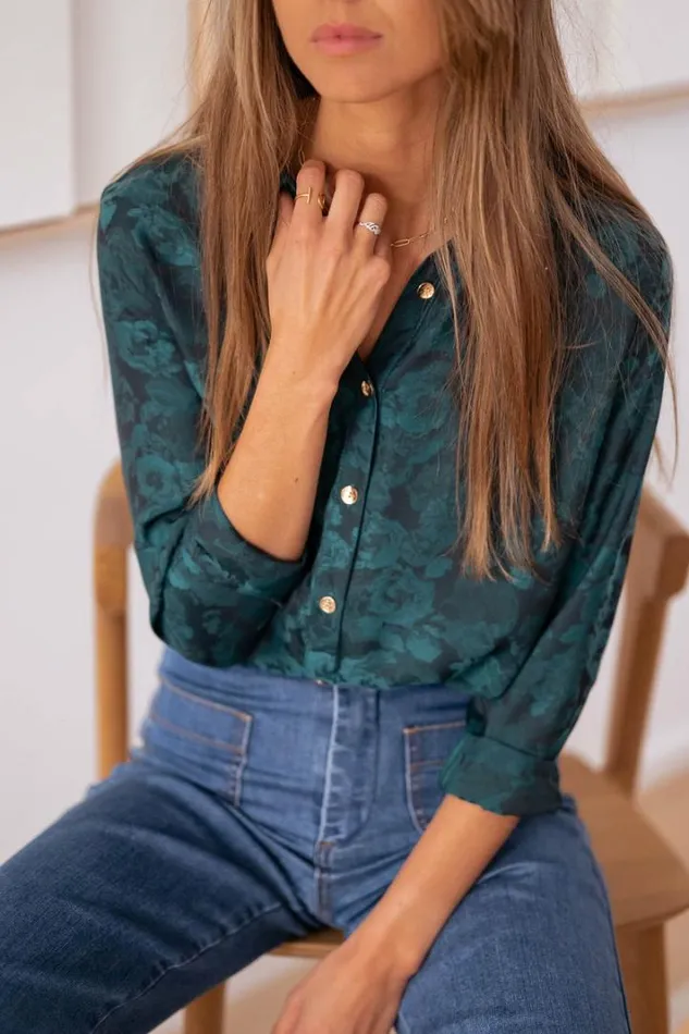 Women039s Clothing Blouses Easy Clothes Green And Blue Paula Shirt