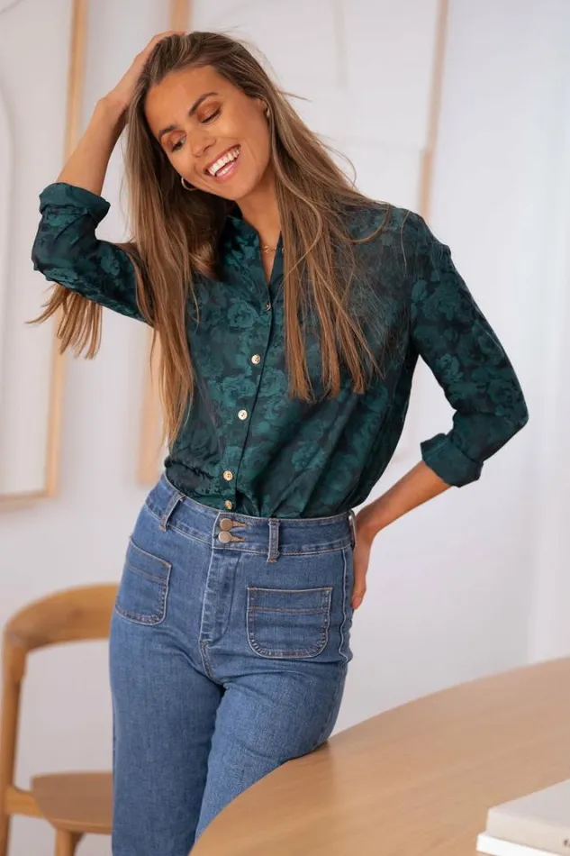 Women039s Clothing Blouses Easy Clothes Green And Blue Paula Shirt