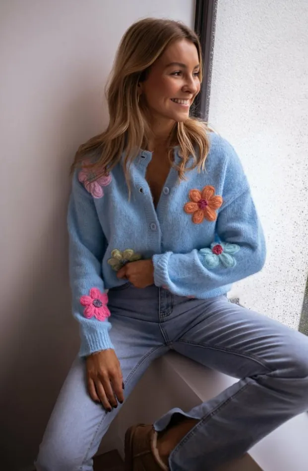 Women039s Clothing Cardigans Easy Clothes Blue Floral Charlise Cardigan