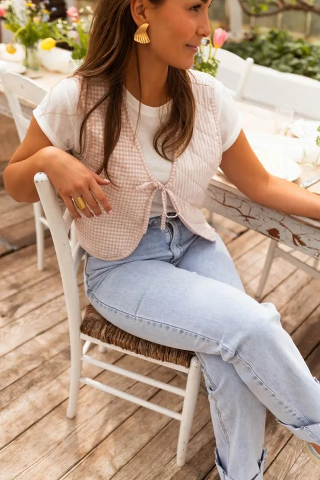 Women039s Clothing Cardigans Easy Clothes Pink And Ecru Sleeveless Macy Cardigan Women039s Clothing Cardigans Easy Clothes Pink And Ecru Sleeveless Macy Cardigan