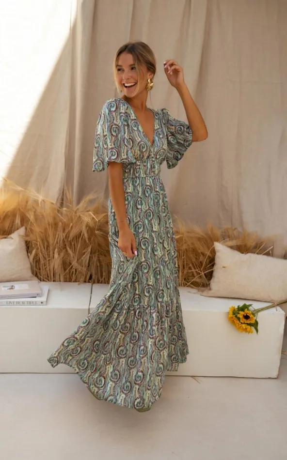 Women039s Clothing Dresses Easy Clothes Green Patterned Loane Dress Green Patterned