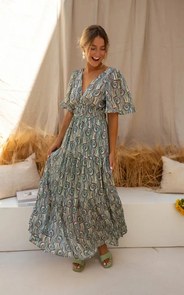 Women039s Clothing Dresses Easy Clothes Green Patterned Loane Dress Green Patterned