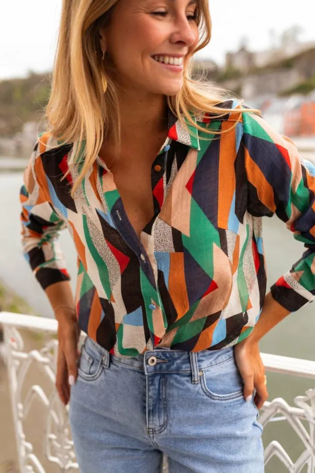 Women039s Clothing Shirts Easy Clothes Patterned Salva Shirt Women039s Clothing Shirts Easy Clothes Patterned Salva Shirt