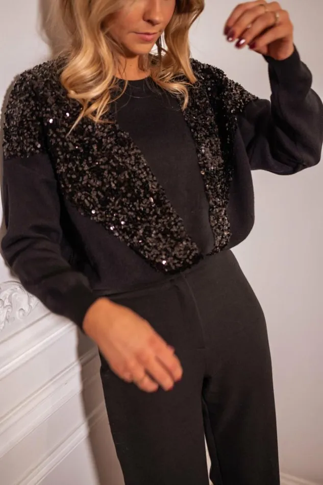Women039s Clothing Sweaters Easy Clothes Black Glittery Dorine Sweater