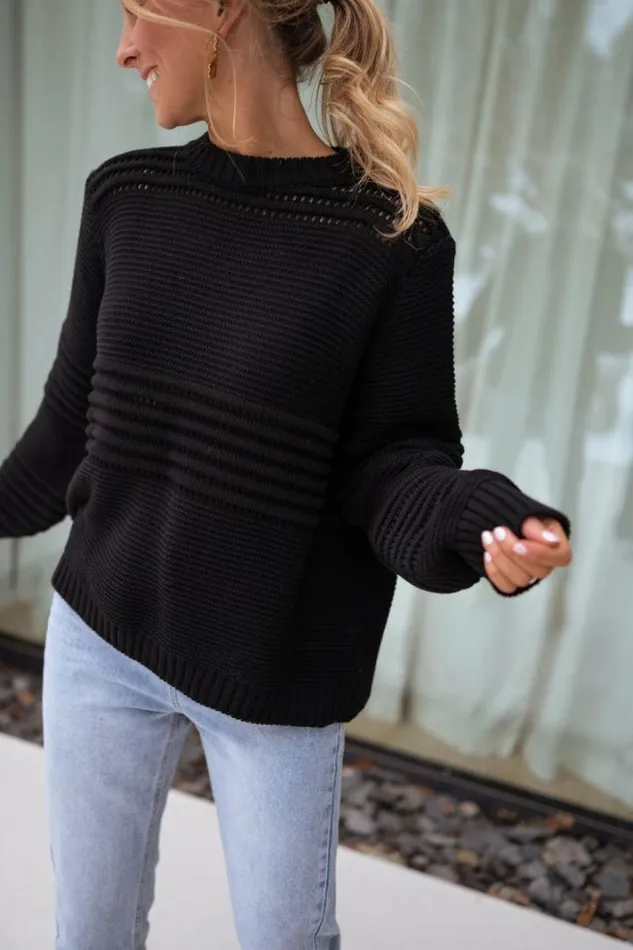 Women039s Clothing Sweaters Easy Clothes Black Miley Sweater Black
