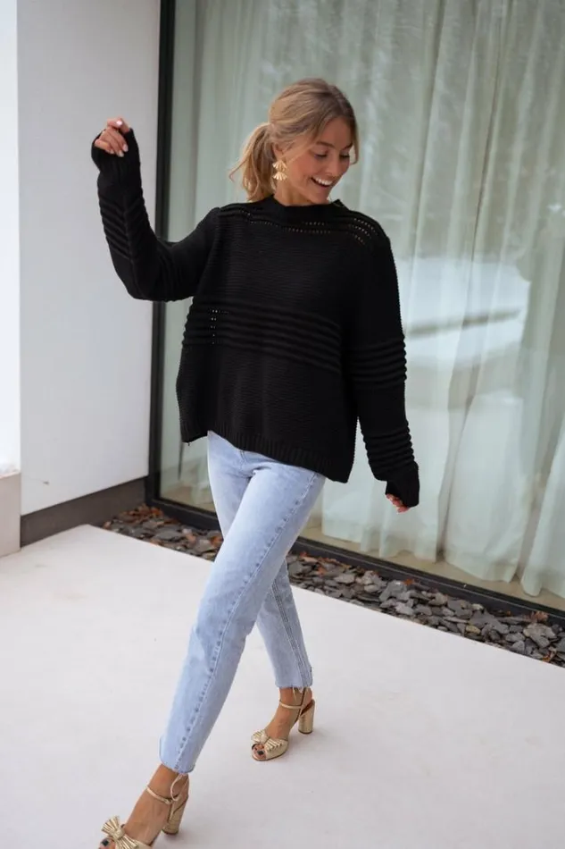 Women039s Clothing Sweaters Easy Clothes Black Miley Sweater Black