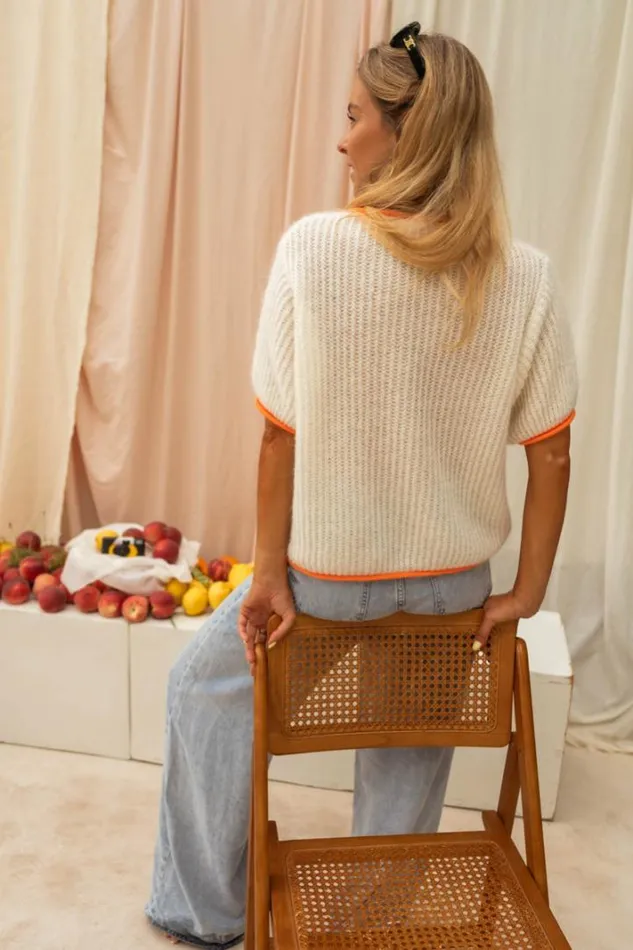 Women039s Clothing Sweaters Easy Clothes Ecru And Orange Ricky Sweater Women039s Clothing Sweaters Easy Clothes Ecru And Orange Ricky Sweater