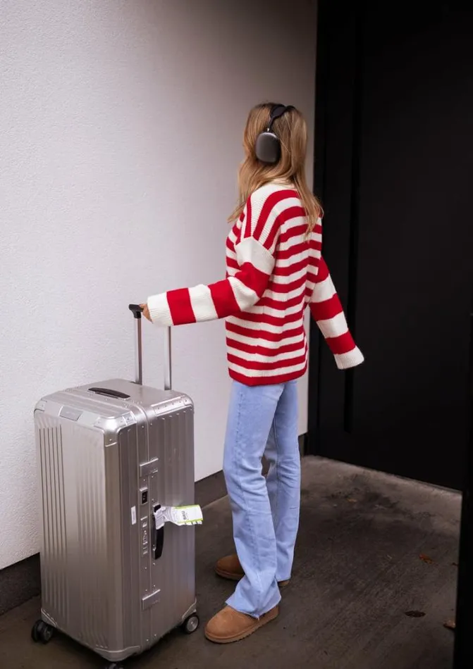 Women039s Clothing Sweaters Easy Clothes Ecru And Red Striped Larry Sweater