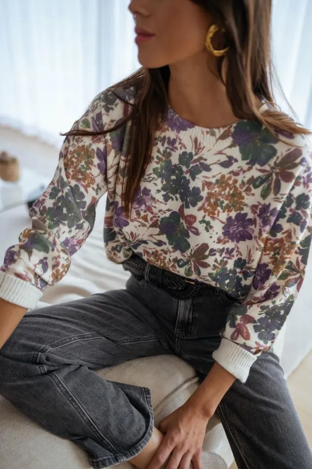 Women039s Clothing Sweaters Easy Clothes Mauve Anna Floral Sweater Women039s Clothing Sweaters Easy Clothes Mauve Anna Floral Sweater