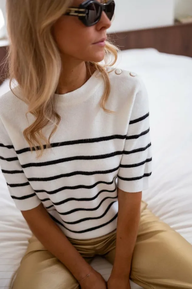 Women039s Clothing Sweaters Easy Clothes Striped Lubin Short Sleeve Sweater