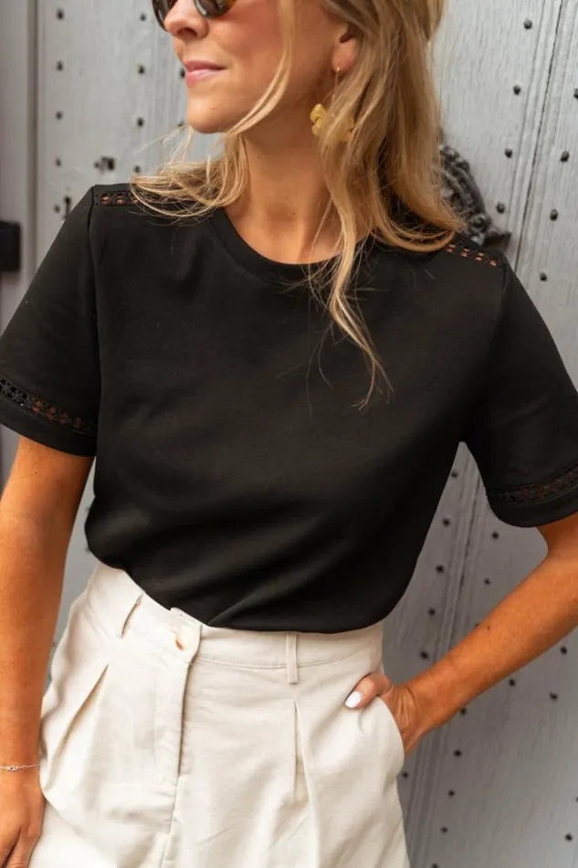 Women039s Clothing Tshirts Easy Clothes Black Embroidered Romina TShirt Black Women039s Clothing Tshirts Easy Clothes Black Embroidered Romina TShirt Black