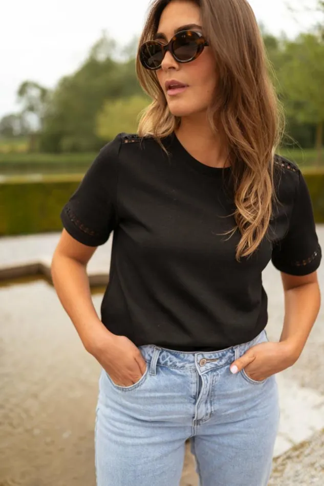 Women039s Clothing Tshirts Easy Clothes Black Embroidered Romina TShirt Black Women039s Clothing Tshirts Easy Clothes Black Embroidered Romina TShirt Black