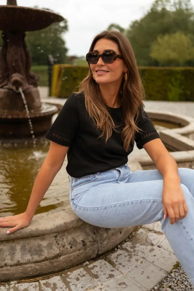 Women039s Clothing Tshirts Easy Clothes Black Embroidered Romina TShirt Black Women039s Clothing Tshirts Easy Clothes Black Embroidered Romina TShirt Black