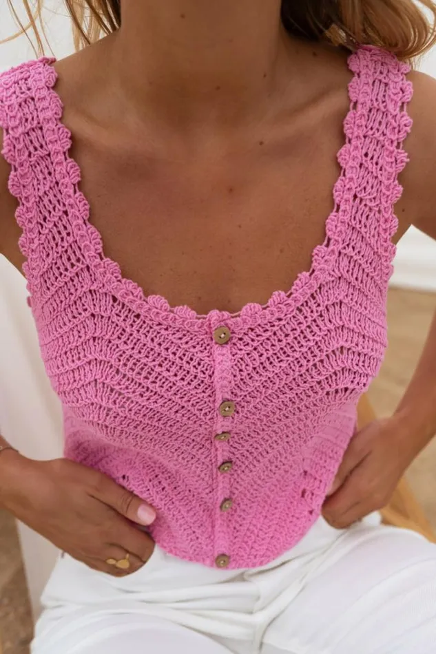 Women039s Clothing Tops Easy Clothes Pink Crochet Esther Top Women039s Clothing Tops Easy Clothes Pink Crochet Esther Top