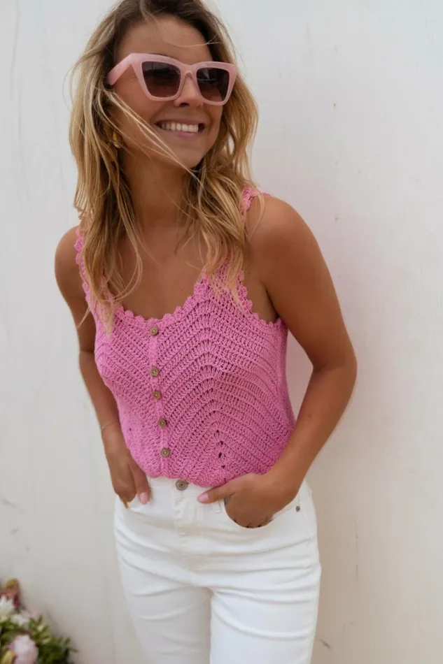 Women039s Clothing Tops Easy Clothes Pink Crochet Esther Top Women039s Clothing Tops Easy Clothes Pink Crochet Esther Top