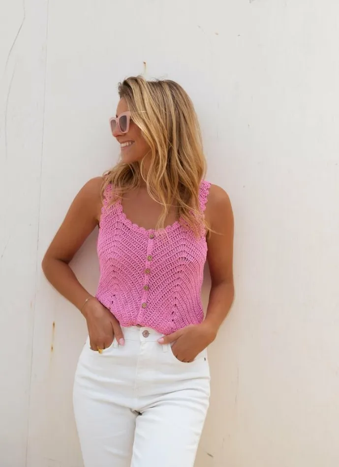 Women039s Clothing Tops Easy Clothes Pink Crochet Esther Top Women039s Clothing Tops Easy Clothes Pink Crochet Esther Top