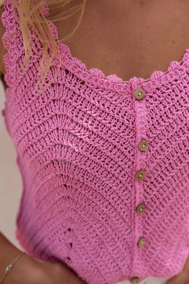 Women039s Clothing Tops Easy Clothes Pink Crochet Esther Top Women039s Clothing Tops Easy Clothes Pink Crochet Esther Top