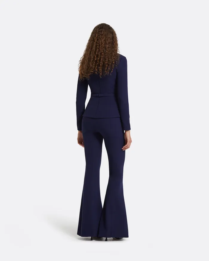 Women Adil Azurite Blue Top With Embroidered Belt Azurite Blue Tops Safiyaa