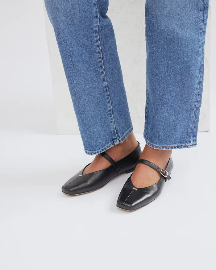 Women April casual flats black leather BALLET jomercer Women April casual flats black leather BALLET jomercer