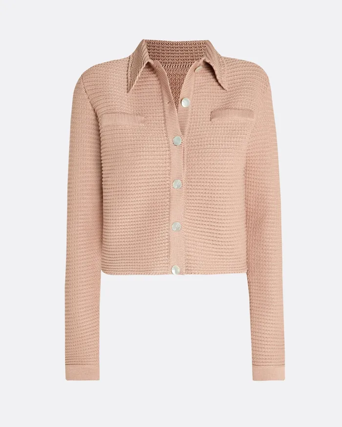 Women Artemis Old Rose Crochet Jacket Old Rose Knitwear Safiyaa