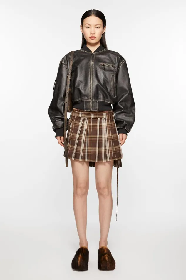 Women Asymmetric Pleated Skirt Brownbeige Acne Studios Skirts